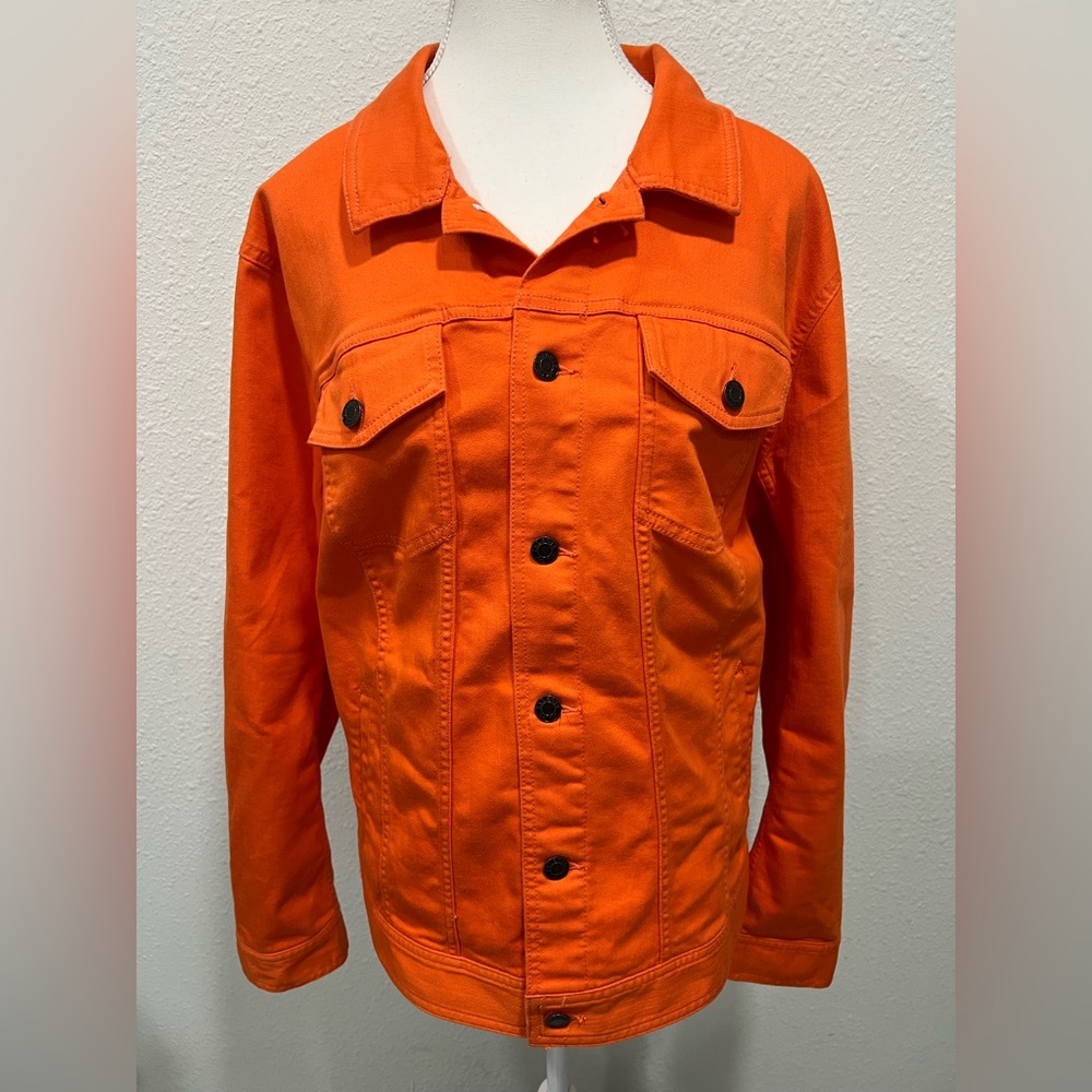 Talbots Orange Classic Denim Jacket Euc - image 2